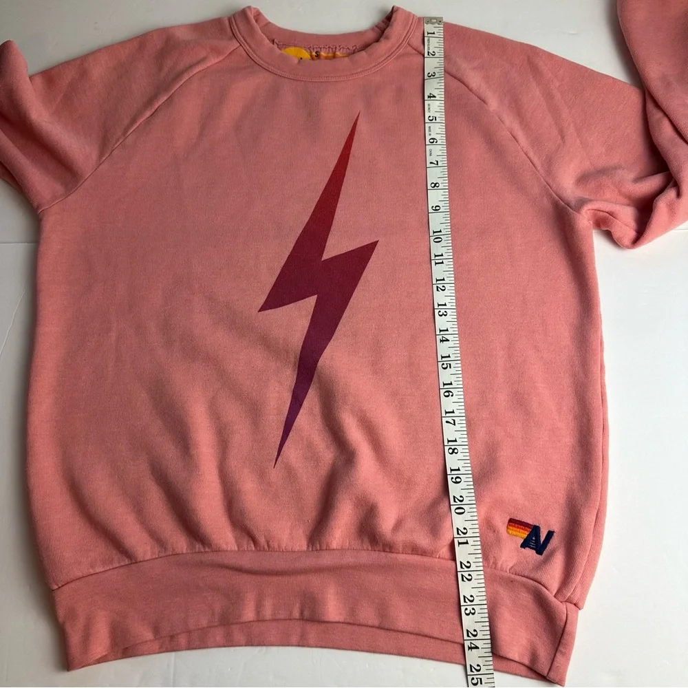 Aviator Nation Bolt Fade Pullover Sweatshirt Women's Size Small Crewneck Pink - Picture 4 of 9